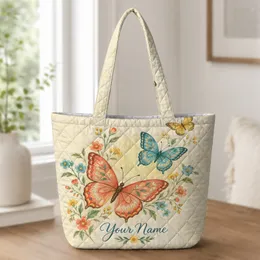 Coral Butterfly Garden Blooms for Summer Birthdays and Nature Lovers Quilted Tote Bag