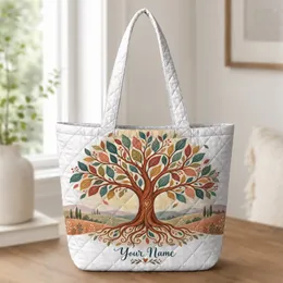 Colorful Tree of Life for Nature Lovers and Mindful Everyday Adventures, Bohemian Quilted Tote Bag