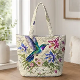 Hummingbird Among Wildflowers for Spring Garden Lovers and Nature-Inspired Gifting Quilted Tote Bag