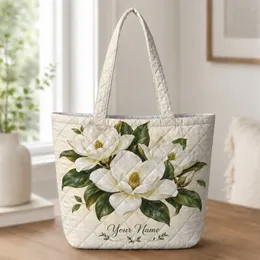 Elegant White Magnolia Blooms for Spring Garden Walks and Thoughtful Gifts for Women Quilted Tote Bag
