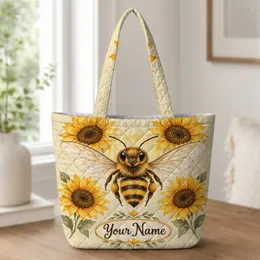 Sunflower And Honeybee Garden Gift For Nature Lovers, Birthdays And Everyday Outings Quilted Tote Bag