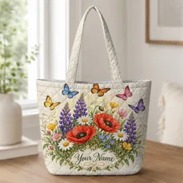 Wildflower Meadow and Butterflies for Garden Lovers and Nature-Inspired Gift Giving Quilted Tote Bag