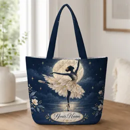 Moonlit Ballerina with Celestial Blooms for Dance Recitals and Ballet Lover Gifts Quilted Tote Bag