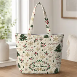 Nordic Christmas Sweater Motifs for Cozy Holiday Gifting and Festive Winter Celebrations Quilted Tote Bag
