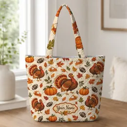 Thanksgiving Turkey and Harvest Icons for Autumn Gatherings and Seasonal Gifting Quilted Tote Bag
