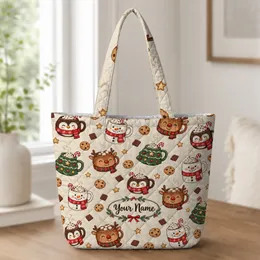 Christmas Cocoa Mugs, Penguins And Snowmen For Cozy Holiday Cheer And Winter Gifting Quilted Tote Bag