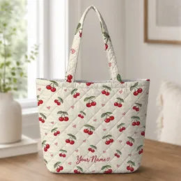 Cherry Heart Cardigan Motif For Sweet Everyday Style And Thoughtful Gifts For Cherry Lovers Quilted Tote Bag