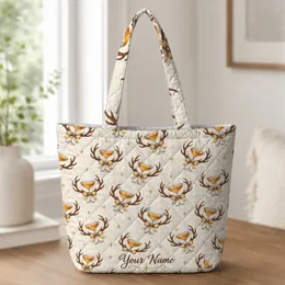 Antler Martini Cocktails with Gold Bows for Christmas Parties and Holiday Party Style Quilted Tote Bag