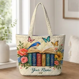Open Book Wildflowers, Bluebird And Butterflies For Cozy Reading Nooks And Book Lovers Quilted Tote Bag