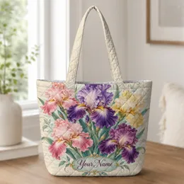 Vintage Iris Blooms for Garden Lovers and Springtime Gift Giving Quilted Tote Bag