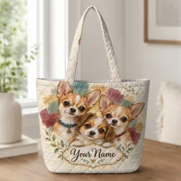 Three Chihuahua Puppies for Dog Lover Birthdays, Holidays, and Everyday Outings Quilted Tote Bag
