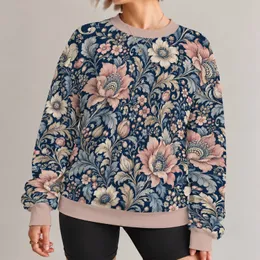 Navy Baroque Botanical Florals for Artful Everyday Style and Elegant Weekend Outings All-over Print Knitted Sweater