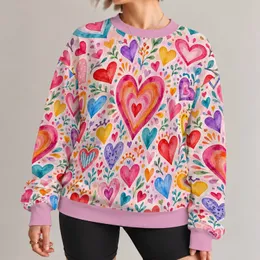 Watercolor Heart Motifs for Cheerful Spring Outings and Everyday Wear All-over Print Knitted Sweater