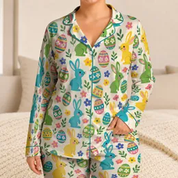 Easter Bunny and Pastel Egg Motifs for a Cheerful Springtime Holiday Gift Satin Pajamas Set