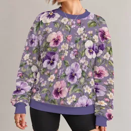 Lavender Pansy And Wildflower Blooms For Relaxed Everyday Spring And Garden Style All-over Print Knitted Sweater