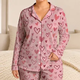 Blush Pink Hearts for Romantic Lounging and Cozy Evenings, Women's Gift Satin Pajamas Set