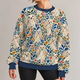 Long-Eared Dog and Wildflower Motifs for Everyday Charm and Casual Outings All-over Print Knitted Sweater