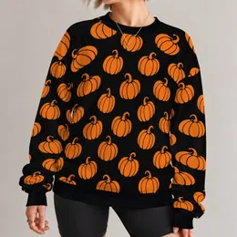 Orange Pumpkin Motifs for Cozy Autumn Celebrations and Halloween Gatherings for Women All-over Print Knitted Sweater