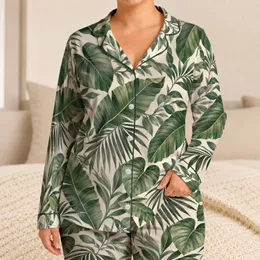 Tropical Palm Leaves for Relaxed Beach Getaways and Warm-Weather Coastal Lounging Satin Pajamas Set