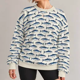 Blue Sardine Motifs For Coastal Weekends, Fishing Trips And Everyday Seaside Style All-over Print Knitted Sweater