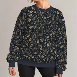 Antique Gold Wildflower Vines on Midnight Navy for Relaxed Everyday Botanical Style All-over Print Knitted Sweater