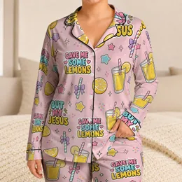 Lemon Drink Cartoon For Cozy Evenings At Home, Cute Gift For Girls And Teens Year-Round Satin Pajamas Set