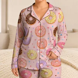 Cute Donut Motif For Cozy Nights, Sweet Gifting, And All Seasons Wear At Home For Girls Satin Pajamas Set