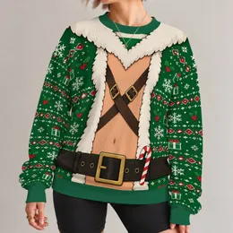 Naughty Elf Chest Cutout Holiday Party Look for Funny Christmas Couple Celebrations All-over Print Knitted Sweater