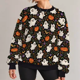 Ghosts, Jack-O'-Lanterns And Bats For Cozy Halloween Nights All-over Print Knitted Sweater