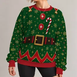 Elf Belt and Candy Cane Holiday Look for Christmas Parties and Seasonal Celebrations All-over Print Knitted Sweater