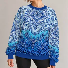Blue Mandala and Leopard Motifs for Creative Everyday Style and Weekend Outings All-over Print Knitted Sweater