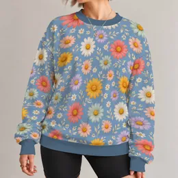 Blue Daisy Florals for Cheerful Spring Outings and Everyday Casual Style for Women All-over Print Knitted Sweater