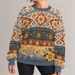 Rustic Floral and Nordic Blooms for Cozy Autumn Outings and Relaxed Everyday Wear All-over Print Knitted Sweater