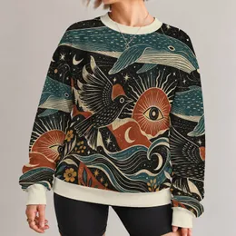 Celestial Whale and Sun Motifs for Creative Autumn Weekends for Nature-Loving Men All-over Print Knitted Sweater