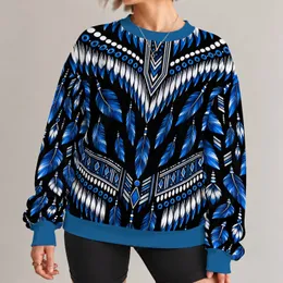 Blue Feather Tribal Ornament For Everyday Streetwear And Casual Weekend Style All-over Print Knitted Sweater