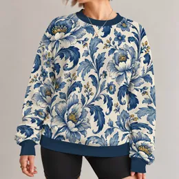Blue And Ivory Floral Motifs For Relaxed Everyday Outfits And Garden Gatherings All-over Print Knitted Sweater