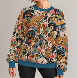 Colorful Cartoon Dog Faces for Playful Everyday Pet Lover Style All-over Print Knitted Sweater