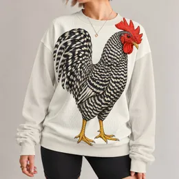 Barred Rooster Art for Countryside Style and Relaxed Everyday Wear All-over Print Knitted Sweater