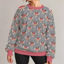 Blush-Bowed Fawn Heads for Cozy Woodland Casual Style and Whimsical Everyday Wear for Women All-over Print Knitted Sweater