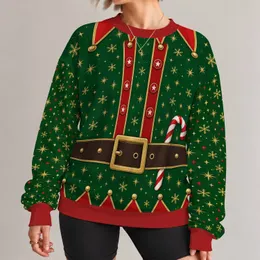 Green Elf Belt and Candy Cane Holiday Party Look for Festive Christmas Celebrations All-over Print Knitted Sweater