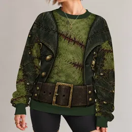 Stitched Green Monster Jacket Look for Halloween Parties and Spooky Costume Nights All-over Print Knitted Sweater