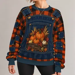 Autumn Pumpkin Patch Harvest Scene For Thanksgiving Gatherings And Fall Festival Wear All-over Print Knitted Sweater