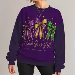 Sparkling Mardi Gras Bow Trio for Carnival Celebrations and Louisiana Party Style All-over Print Knitted Sweater