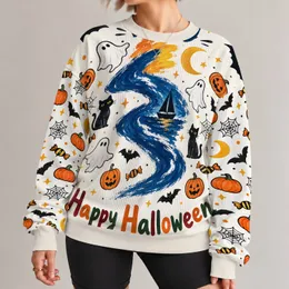 Halloween Ghosts, Black Cats and Pumpkins for Spooky Autumn Celebrations and Gatherings All-over Print Knitted Sweater