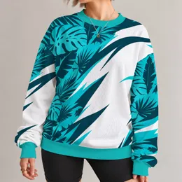 Turquoise Teal Leaf Shards for Summer Casual Style and Weekend Wear All-over Print Knitted Sweater