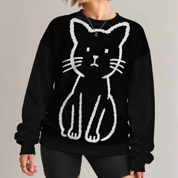 Minimalist White Cat Portrait For Cozy Autumn Evenings And Casual Everyday Style All-over Print Knitted Sweater