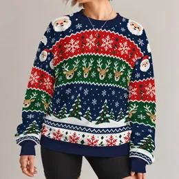 Santa Faces, Reindeer and Fir Trees for Men's Christmas Holiday Parties All-over Print Knitted Sweater