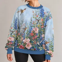 Hummingbirds Among Colorful Wildflowers for Peaceful Springtime Nature and Garden Escapes All-over Print Knitted Sweater