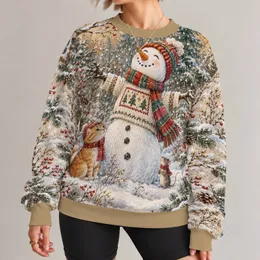 Snowman and Orange Cat Woodland Christmas Scene for Cozy Winter Holiday Gatherings All-over Print Knitted Sweater