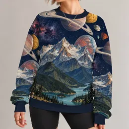 Ringed Planets Over Alpine Peaks For Stargazing And Nature Lovers All-over Print Knitted Sweater